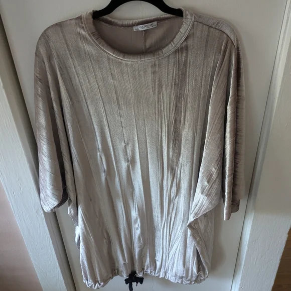 Zara Medium Beige Velvet Oversized Shirt - Picture 2 of 5